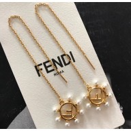 Fendi F Is Fendi Long Chain Pearl Earrings