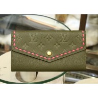 Louis Vuitton Sarah Wallet M64816 Green Monogram Embossed Leather