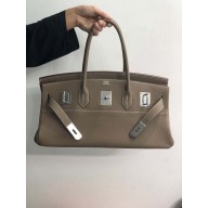 hermes shoulder birkin bag in original togo leather elephant gray handmade