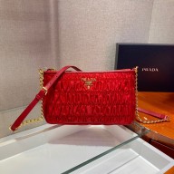 Prada Ruffled Fabric Mini Bag 1BH171 red 2021