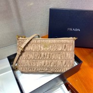 Prada Ruffled Fabric Mini Bag 1BH171 Beige 2021
