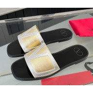Valentino Garavani Viva Superstar Slide Sandal in Nappa Leather gold 2025