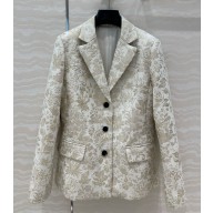 Dior jacket White Technical Jacquard with Gold-Tone Millefiori Motif 2025