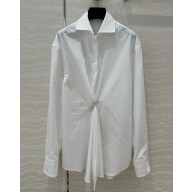 Prada Poplin shirt with crystal brooch white P451HR 2025