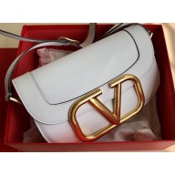 Valentino Supervee Calfskin Crossbody Large Bag White/Gold 2020