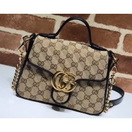 Gucci Diagonal GG Marmont Mini Top Handle Bag 583571 Canvas Black 2020