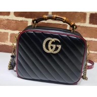 Gucci GG Marmont Small Shoulder Bag with Bamboo 602270 Black/Red 2020
