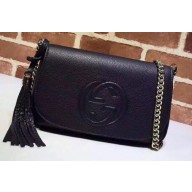 Gucci Soho Tassel Leather Chain Shoulder Bag 336752 Black