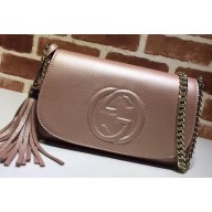 Gucci Soho Tassel Leather Chain Shoulder Bag 336752 Pink Gold