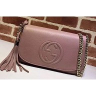 Gucci Soho Tassel Leather Chain Shoulder Bag 336752 Nude Pink