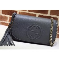 Gucci Soho Tassel Leather Chain Shoulder Bag 336752 Gray