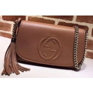 Gucci Soho Tassel Leather Chain Shoulder Bag 336752 Brown