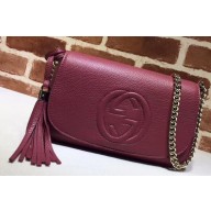Gucci Soho Tassel Leather Chain Shoulder Bag 336752 Antiqued Red