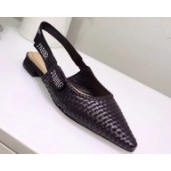 Dior J'Adior Slingback Braided Ballet Flats Black 2020