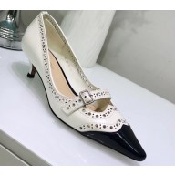 Dior Heel 4cm Spectadior Pumps in Brushed Calfskin White/Black 2020
