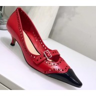 Dior Heel 4cm Spectadior Pumps in Brushed Calfskin Red/Black 2020