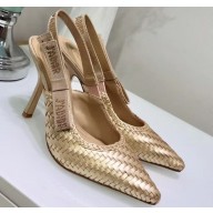 Dior Heel 9.5cm J'Adior Slingback Braided Pumps Gold 2020