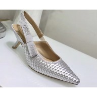 Dior Heel 6.5cm J'Adior Slingback Braided Pumps Silver 2020