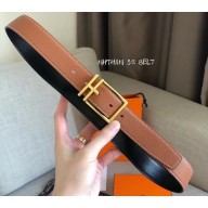 Hermes Width 3.2cm Nathan 32 Reversible Leather Belt Black/Brown
