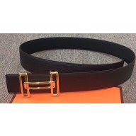 Hermes Rythme Reversible Leather Belt Black