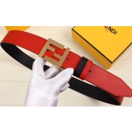 Fendi FF Buckle Calfskin Reversible Belt Black/Red/Gold