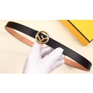 Fendi Width 2cm F is Fendi Logo Round Buckle Belt Black/Gold