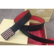 Christian Louboutin Width 3.5cm Louis Belt Leather Black/Red 2020