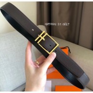 Hermes Width 3.2cm Nathan 32 Reversible Leather Belt Black/Etoupe