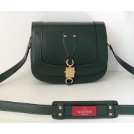 Valentino Small VLocker Leather Saddle Bag Green 2020