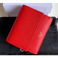 Celine Small Trifold Wallet in Grained Calfskin Red