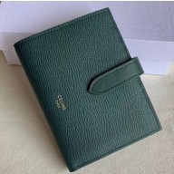 Celine Medium Strap Multifunction Wallet in Grained Calfskin Dark Green