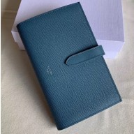 Celine Large Strap Multifunction Wallet in Grained Calfskin Denim Blue
