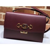 Gucci Zumi Smooth Leather Small Shoulder Bag 576388 Burgundy