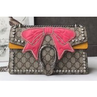 Gucci Dionysus Small Shoulder Bag 400249 GG Canvas Crystals Butterfly
