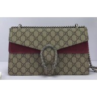 Gucci Dionysus Small Shoulder Bag 400249 GG Canvas Date Red