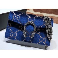 Gucci Dionysus Super Mini Shoulder Bag 476432 Velvet Blue
