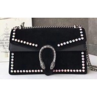 Gucci Dionysus Small Shoulder Bag 400249 Suede Crystals Black