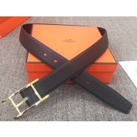Hermes Width 3.2cm Quentin Reversible Belt Leather Coffee