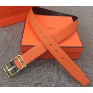 Hermes Width 3.2cm Cape Cod Reversible Belt Leather Orange