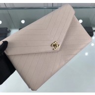 Chanel Chevron Envelope Flap Clutch Bag Creamy