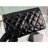 Chanel Wallet On Chain WOC Bag in Patent Leather Black/Silver