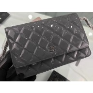 Chanel Wallet On Chain WOC Bag in Patent Leather Gray/Silver