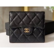Chanel Classic Small Flap Wallet 31528 AP0231 Grained Calfskin Black/Gold