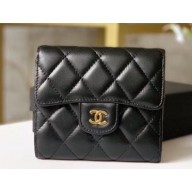 Chanel Classic Small Flap Wallet 31528 AP0231 Lambskin Black/Gold