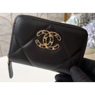 Chanel 19 Leather Zipped Coin Purse AP0949 Black 2020