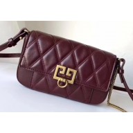 Givenchy Mini Pocket Bag in Diamond Quilted Leather Burgundy