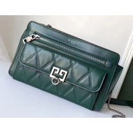 Givenchy Pocket Shoulder Bag in Diamond Quilted Leather Green