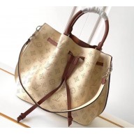 Louis Vuitton Mahina Leather Girolata Drawstring Bucket Bag M51896 Beige