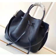 Louis Vuitton Mahina Leather Girolata Drawstring Bucket Bag Navy Blue