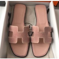 Hermes Oran Flat Slipper Sandals Crystal 01